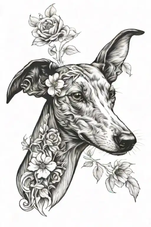 greyhound floral - Variation 2