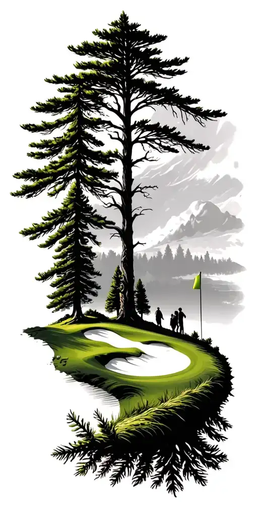 pine forest wrap around tree golf course family - Variation 7