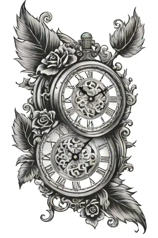clock first name Enzo and nino back tattoo - Variation 2