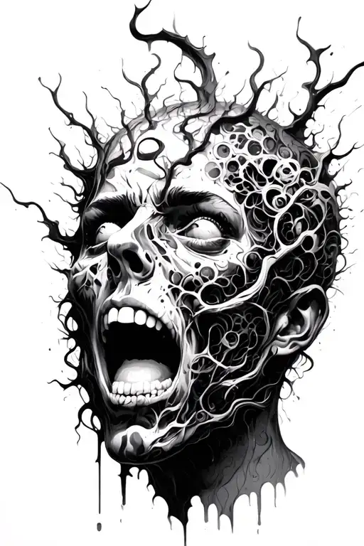 chaotic imaginary world that comes out of a human head - Variation 2