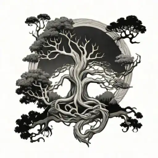 jormungandr yggdrasil tree tattoo surrounding the arm