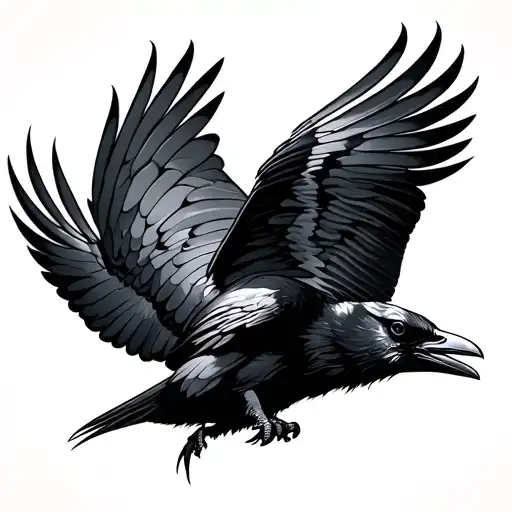 Raven flying