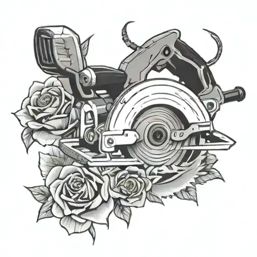 circular saw with roses - Variation 2