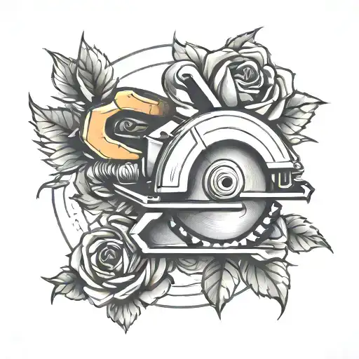 circular saw with roses - Variation 3