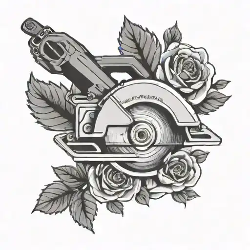 circular saw with roses - Variation 4