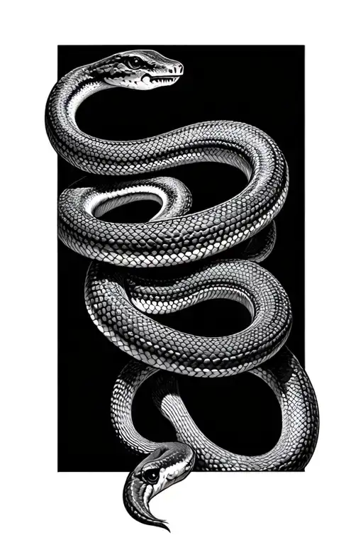black thin snake coiled python long - Variation 2