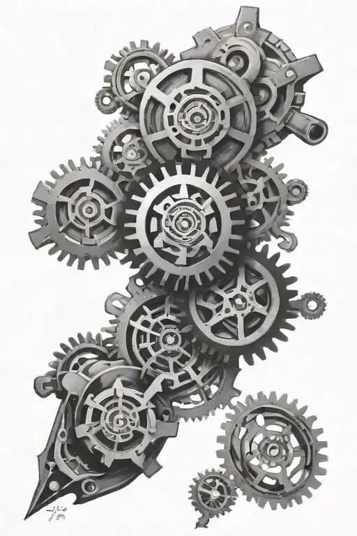 gears full sleeve tattoo 