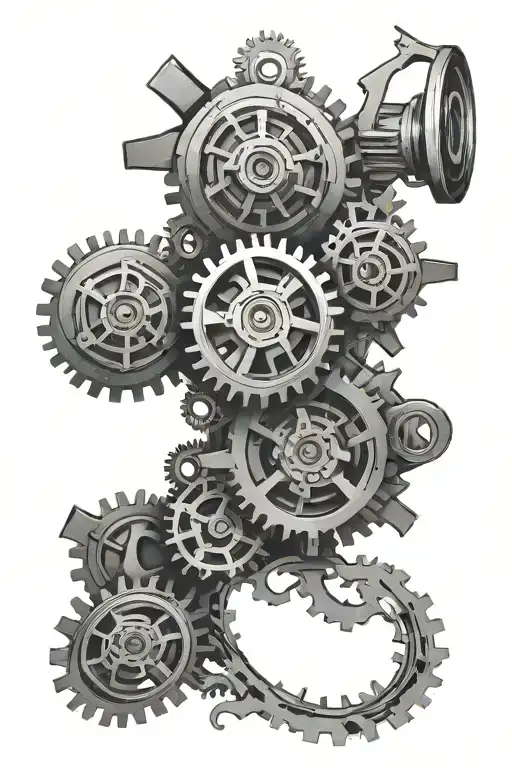 gears full sleeve tattoo - Variation 2