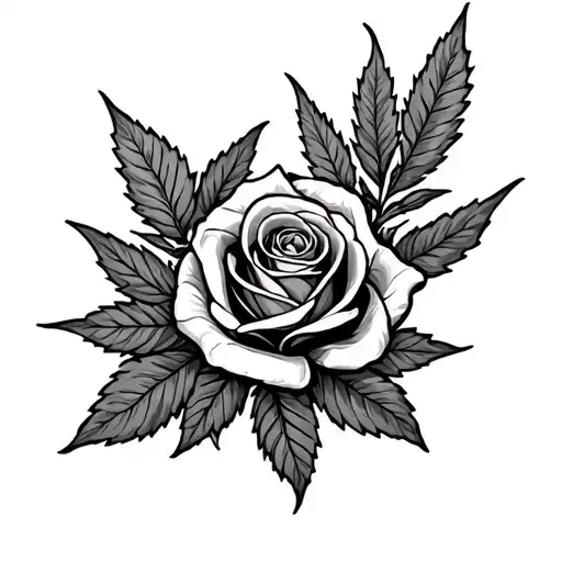 weed and roses intertwined