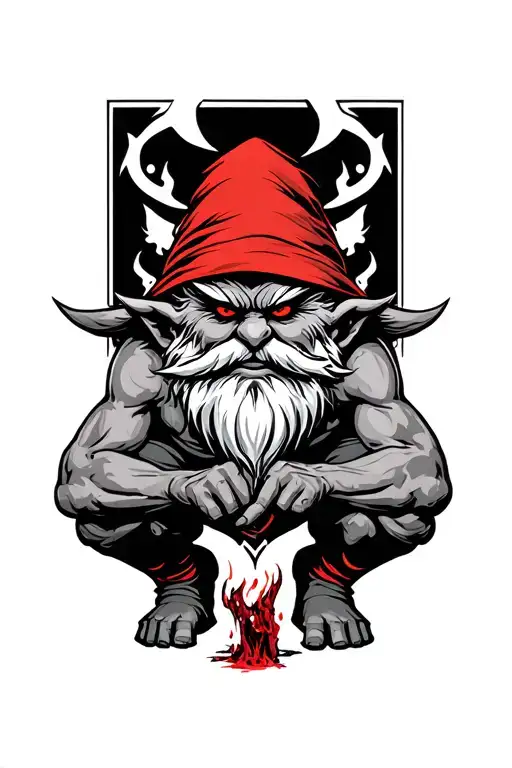 Evil Redcap Gnome Kneeling over his latest Kill