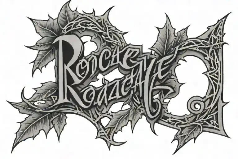Word "ROACHE" surrounded by thorns wrapped - Variation 2