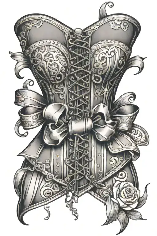 corset stitch style with bow