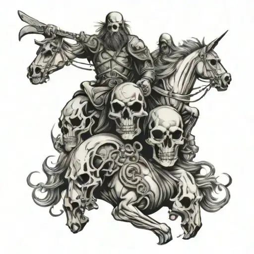skulls depicting horsemen of the apocalypse - Variation 3