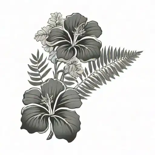 hibiscus, fern, Adam's rib - Variation 2