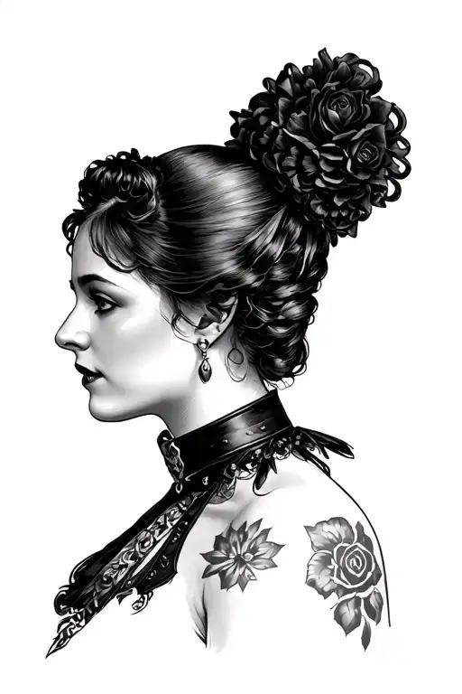 victorian woman with a slave leather collar