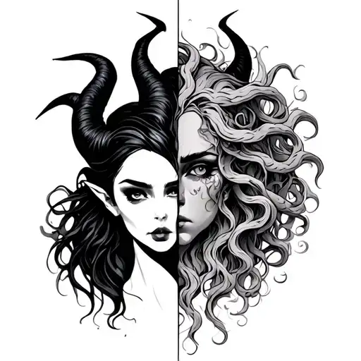 half Maleficent And Half Medusa Head