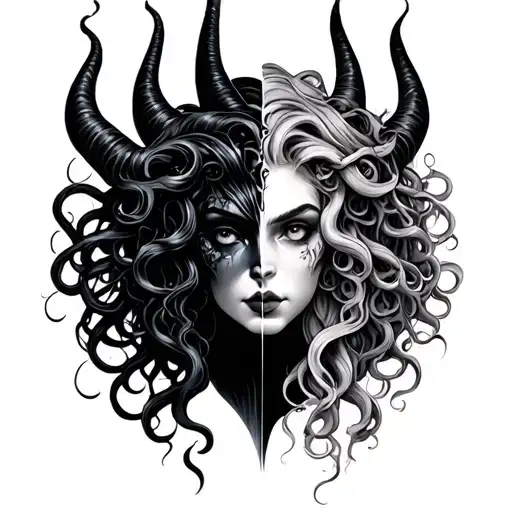 half Maleficent And Half Medusa Head - Variation 2
