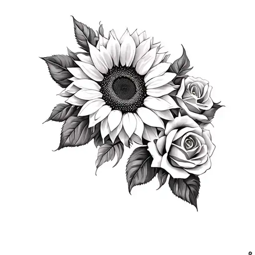sunflowers and roses