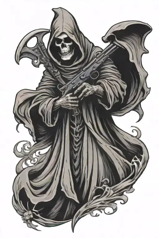 grim reaper holding a gun - Variation 2