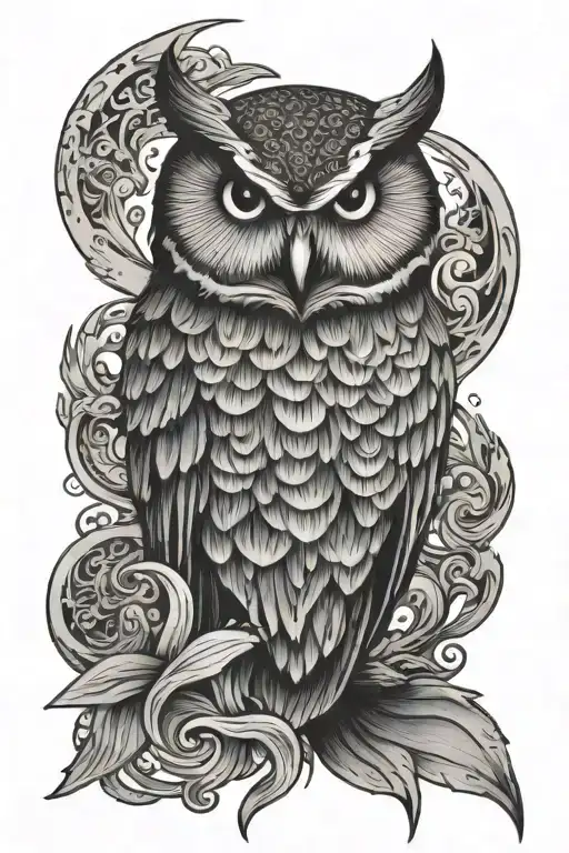owl, pisces, sea waves