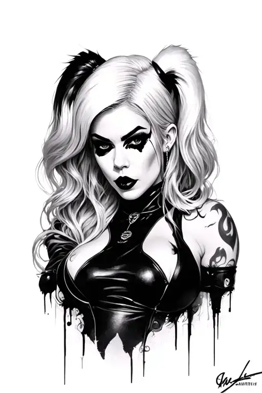 moody mysterious Harley Quinn portrait. Alexa bliss. punk - Variation 2