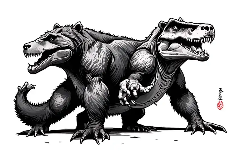 Savage kung-fu grizzly bear vs t-rex