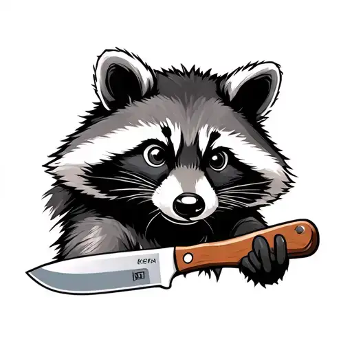 Chefs knife cartoony raccoon