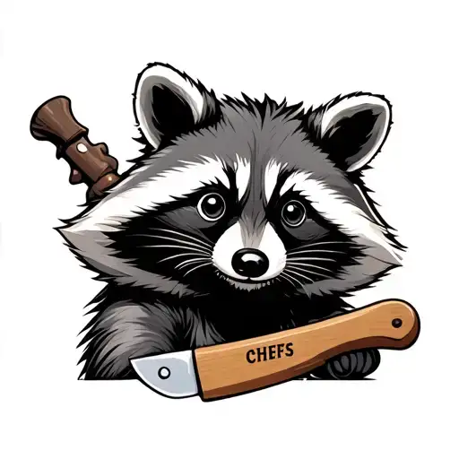 Chefs knife cartoony raccoon - Variation 2