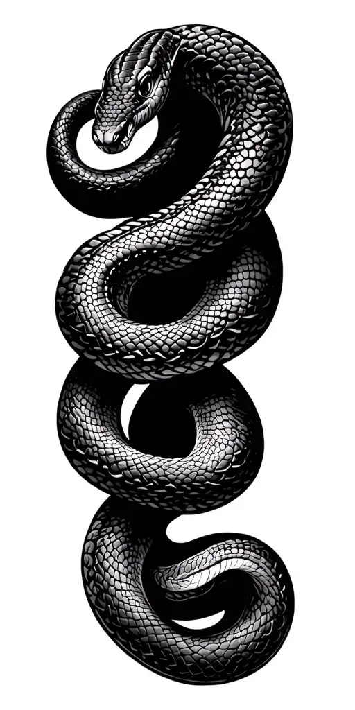 Simple Silhouette Illustration of Two Coiled Snakes Two twisted snakes. Decorative element - Variation 2