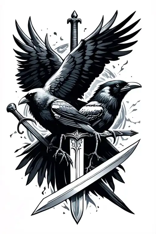 crows, sword, time, storm - Variation 3