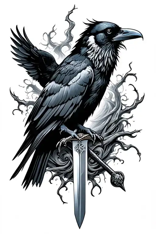 crows, sword, time, storm - Variation 4