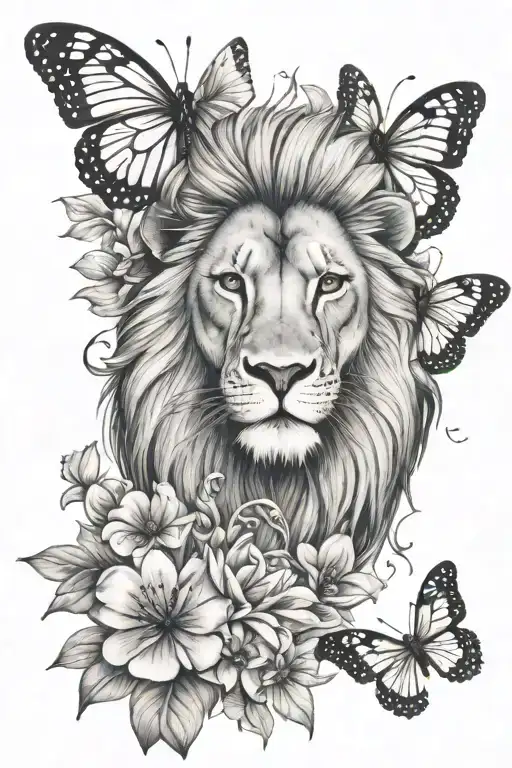 lion butterfly flowers - Variation 5