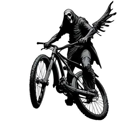 grim reaper mountain bike silhouette - Variation 2