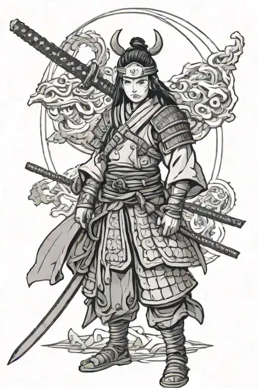 A beautiful  brunette dressed as a samurai  with a stern look on her face wearing a yoroi and a kabuto