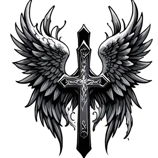 cross with angel wings