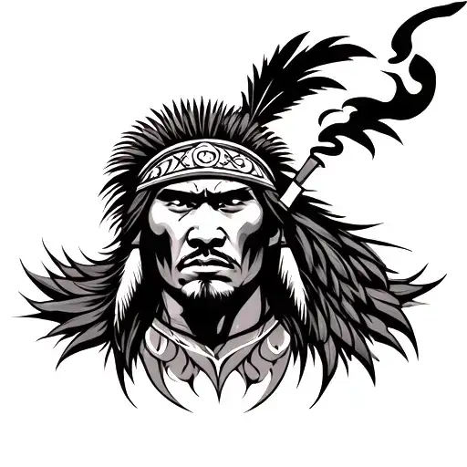 Tribal warrior, smoking, filipino tribal - Variation 2