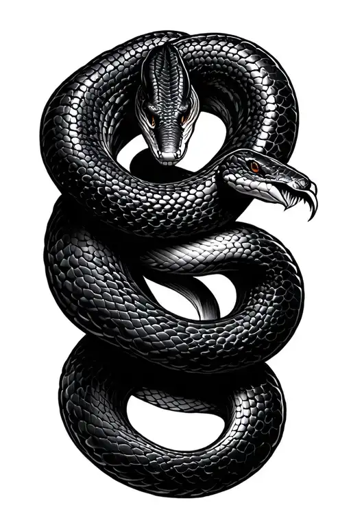 black fat snake coiling - Variation 2