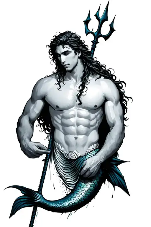 merman holding trident - Variation 2