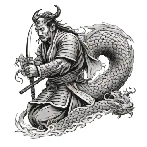 SAMURAI And DRAGON WRAPPING AROUND - Variation 2