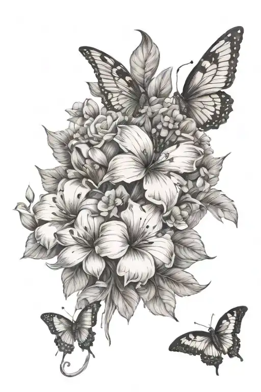 god, doves, may, june, july, and february birth flowers, dice, semi-colon butterfly LOWER ARM HALF SLEEVE - Variation 2