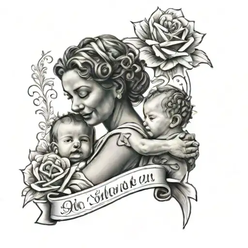 a figure of mum holding her baby with 3 bannersfor date of birth - Variation 3