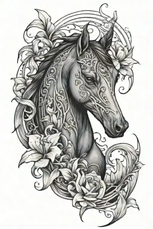 full-length kelpie in lilies