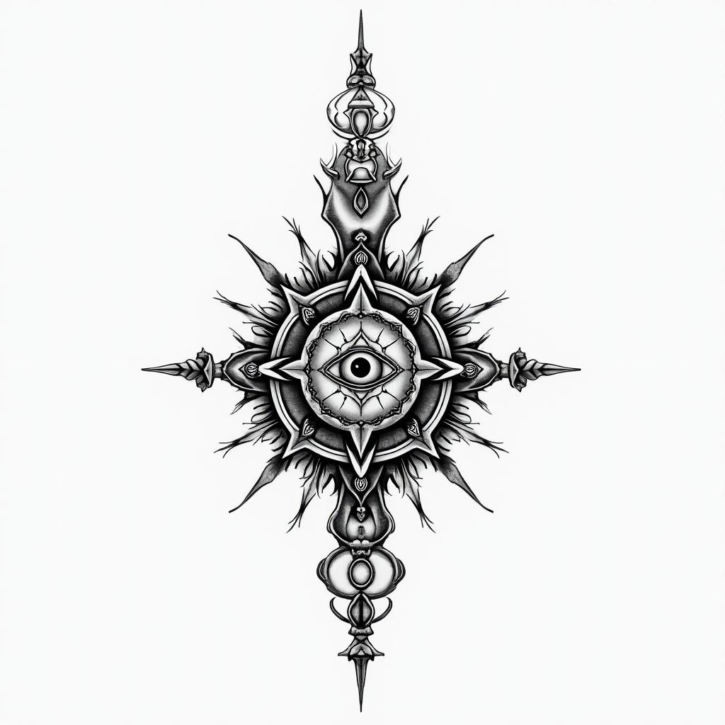 Your past doesn’t equal your future something easy for beginnersin spiritual symbols tattoo style, featuring an intricate design incorporating elements, Hamsa hand, third eye, minimalist composition - Variation 3