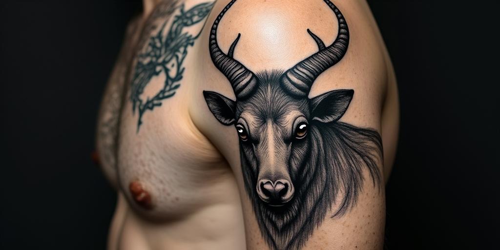 Taurus That's been through a lot of pain and hurtin bohemian style tattoo, 8k - Variation 2