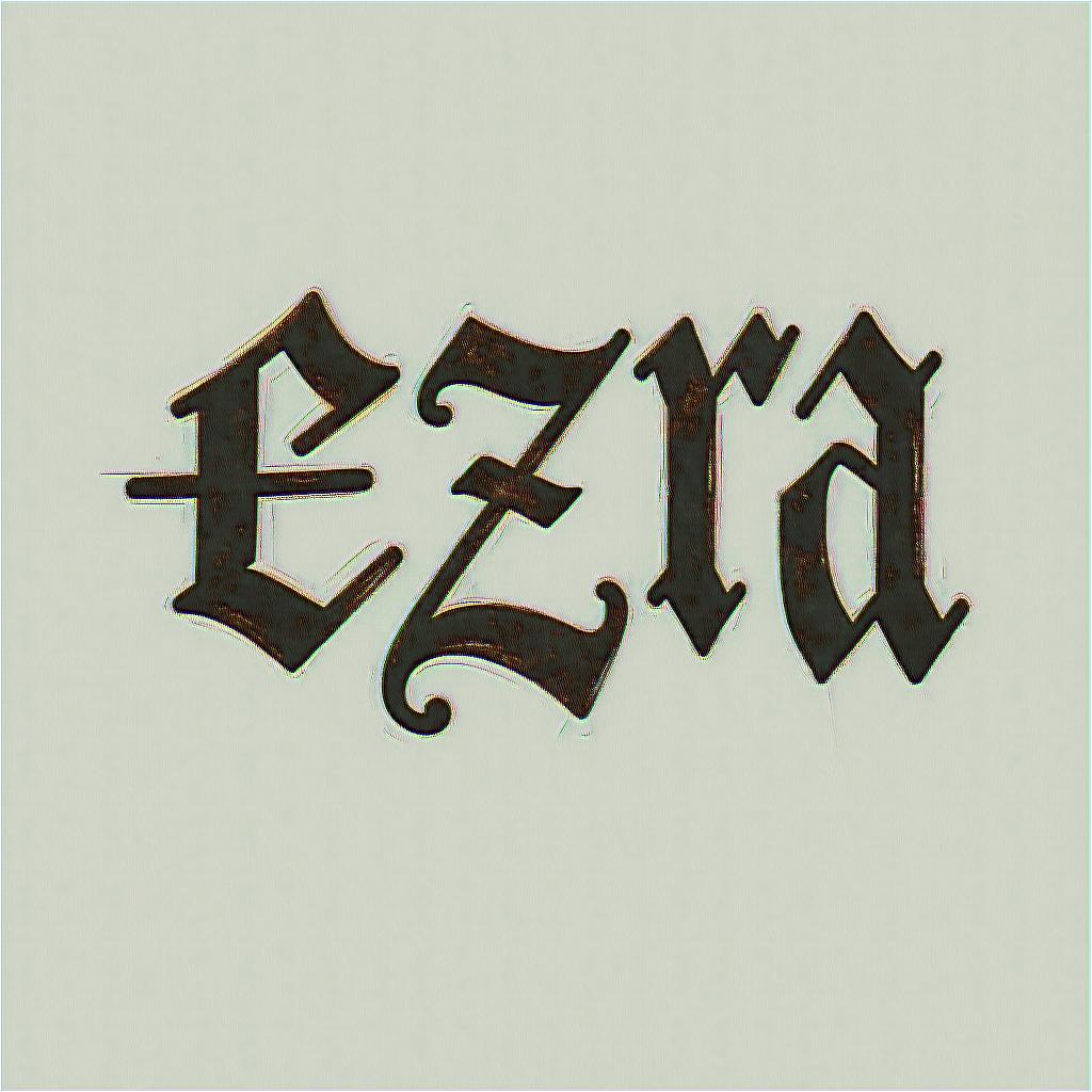 Ezra, Capricorn, December 27thtext-based tattoo, gothic font ultra-realistic, perfectly placed, high-quality font design, photo-realistic shading, 8k, high quality, finely detailed typography - Variation 2