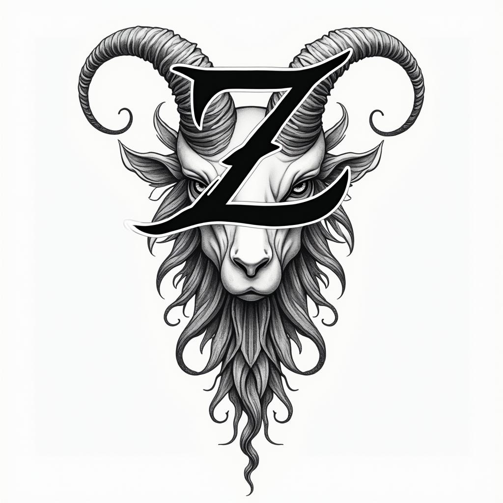 Ezra, Capricorn, December 27thtext-based tattoo, gothic font ultra-realistic, perfectly placed, high-quality font design, photo-realistic shading, 8k, high quality, finely detailed typography - Variation 3