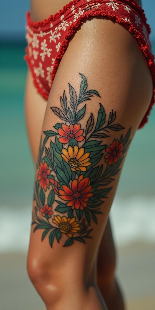 Tiger Lillie’sin bohemian style tattoo, 8k - Variation 3