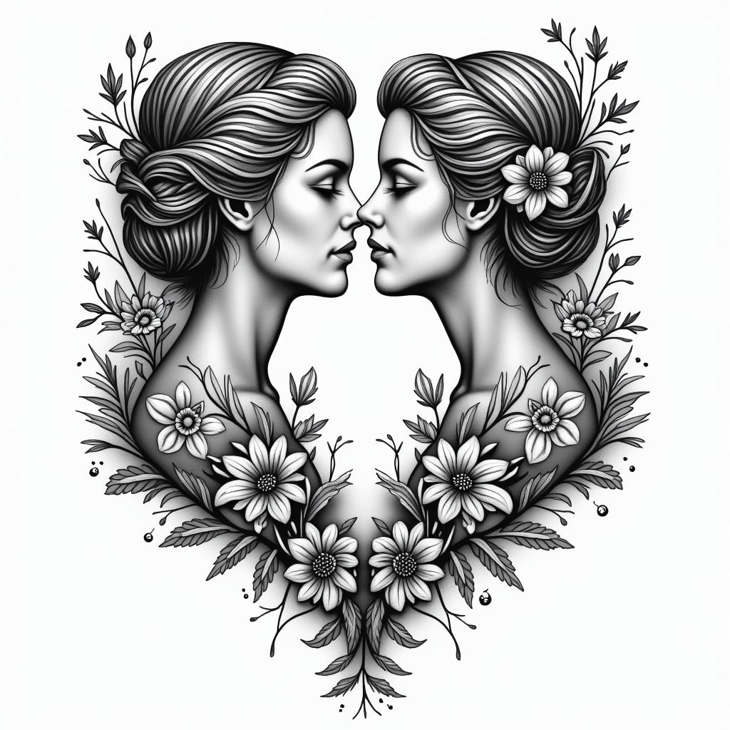 3 couples chosen by a deity to save the world from global warming, but the evil plan was stronger and they left one to die.in ornamental tattoo style, featuring intricate symmetrical patterns and floral designs, showcasing highly detailed line work and geometric shapes, creating a sense of elegance and balance