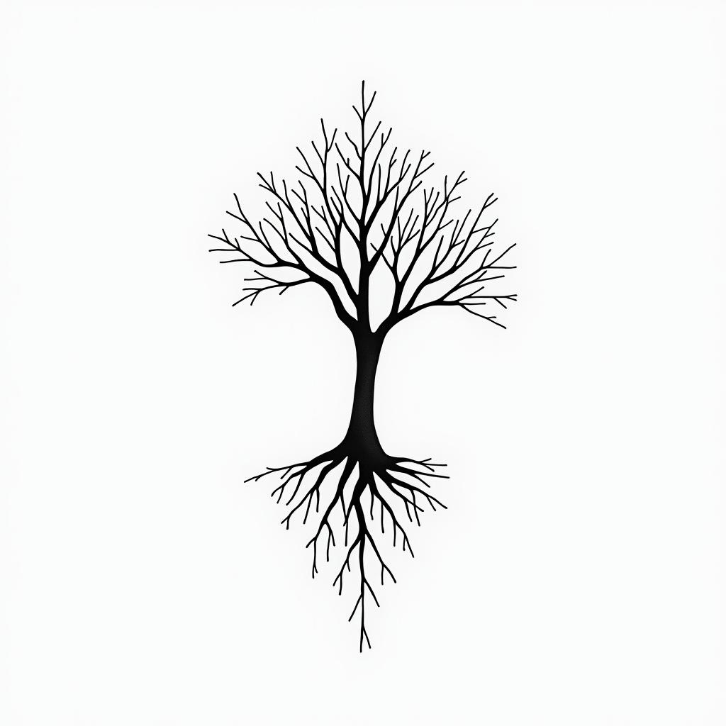Poison treein minimalist style tattoo, featuring simple shapes and fine lines, with minimal shading and details, tiny triangles, creating a sense of balance and harmony