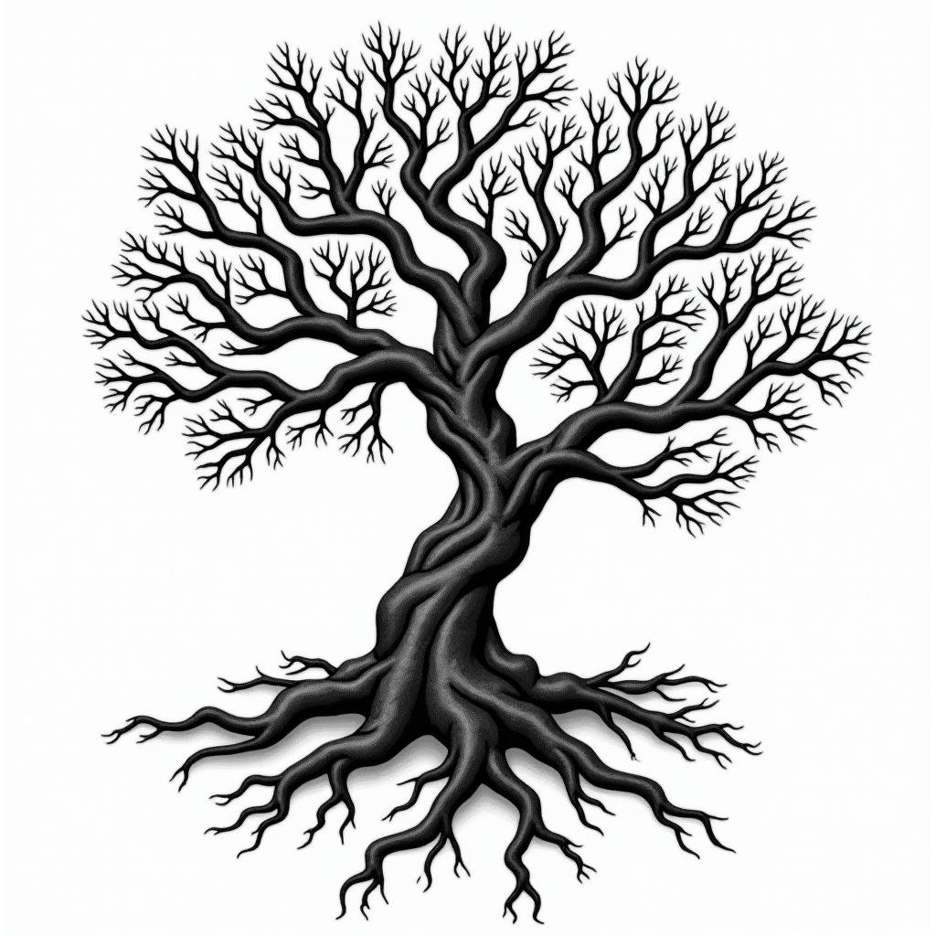 Poison Treein authentic tattoo style, incorporating traditional modifications, bold black outlines, solid color fills, featuring classic authentic elements - Variation 2